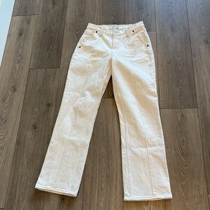 Abercrombie & Fitch Curve Love Baggy Straight Mid Rise White/Cream Pant Size 24